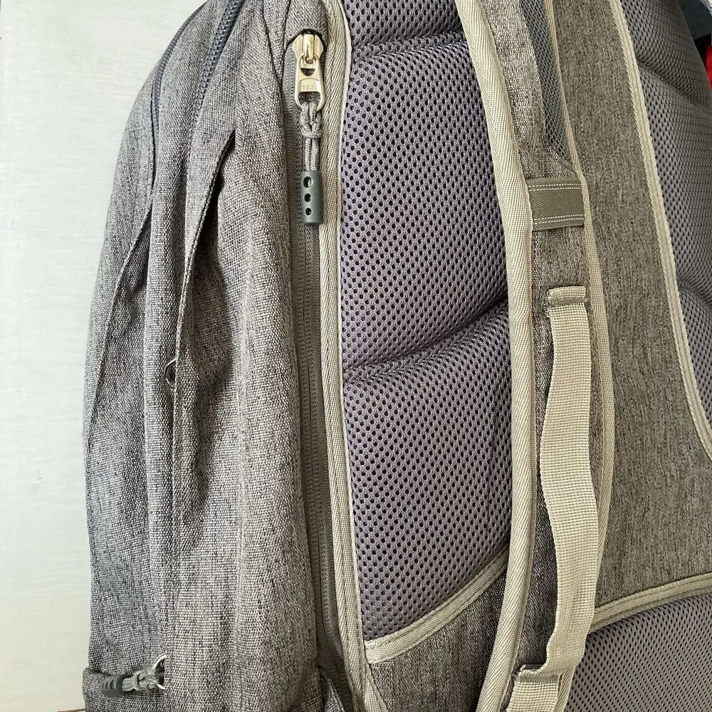 LL Bean Gray Large Backpack Laptop Travel Bag Pockets Shoe Compartment